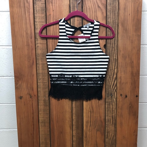 Charlotte Russe Tops - NWT Charlotte Russe black and white lace crop top